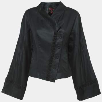 Pre Owned Kenzo Black Sequined Wool Buttoned Jacket M