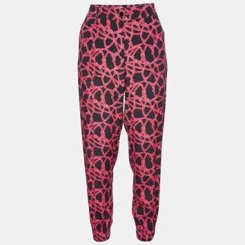 Pre Owned Kenzo Black/Pink Rope Print Crepe Trousers S