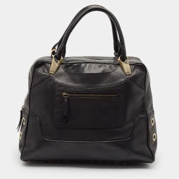 Pre Owned Kenzo Black Leather Studded Satchel 