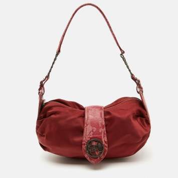 Pre Owned Kenzo Red Nylon and Leather Flap Shoulder Bag