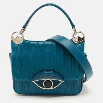 Pre Owned Kenzo Tali Teal Blue Quilted Leather Shoulder Bag