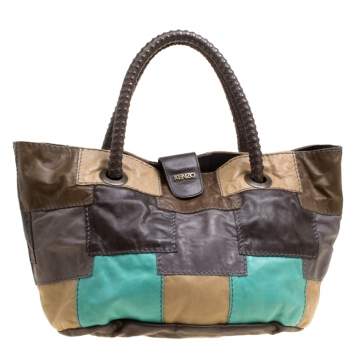 Pre Owned Kenzo Multicolor Leather Patch Work Hobo