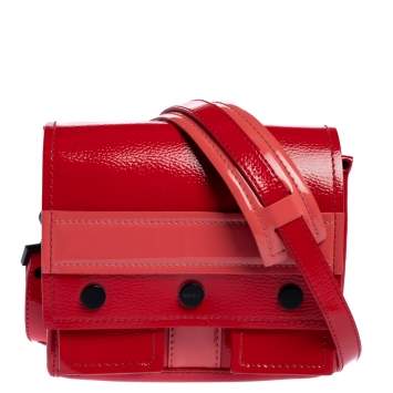 Pre Owned Kenzo Red Patent Leather Flap Shoulder Bags