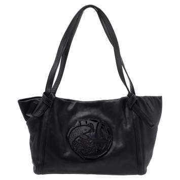 Pre Owned Kenzo Black Leather Koi Fish Tote