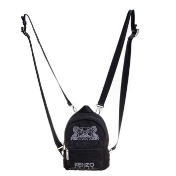 Pre Owned Kenzo Black Canvas Mini Embroidered Tiger Backpack