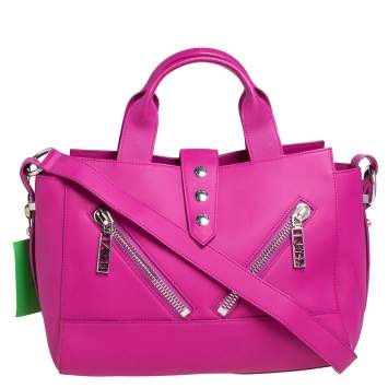 Pre Owned Kenzo Pink Gommato Leather Kalifornia Tote