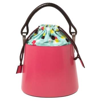 Pre Owned Kenzo Pink Glazed Leather Pagodon Bucket Bag