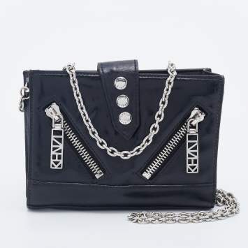 Pre Owned Kenzo Black Leather Kalifornia Chain Shoulder Bag