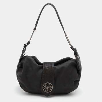 Pre Owned Kenzo Black Leather Shoulder Bag