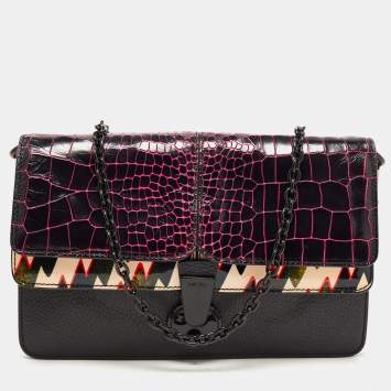 Pre Owned Kenzo Multicolor Croc Embossed Leather Le Diz Huit Shoulder Bag