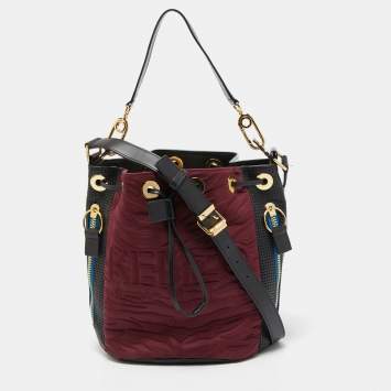 Pre Owned Kenzo Multicolor Fabric and Perforated Leather Kombo Bucket Bag
