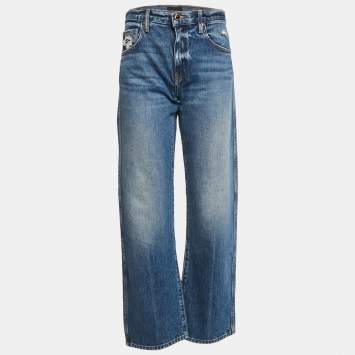 Pre Owned Khaite Blue Faded Denim Straight Leg Jeans S Waist 29"