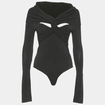 مملوكة مسبقًا Khaite Black Jersey Open Back Full Sleeve Bodysuit S