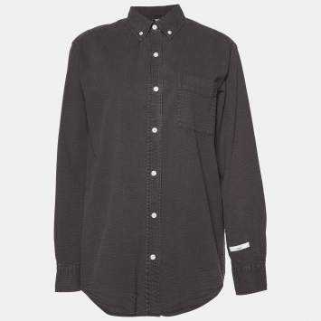 Pre Owned Kith Brown Cotton Seersucker Ora Button Down Shirt XS