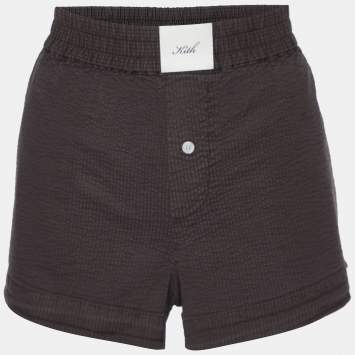 Pre Owned Kith Coffee Brown Seersucker Cotton Shorts S