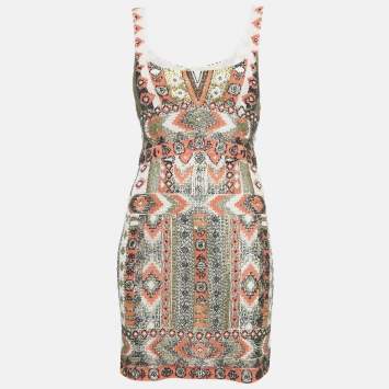 Pre Owned فستان ميني لا أجينس انوري شيفون متعدد الألوان مطرز مقاس صغير - سمول