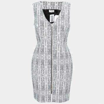 Pre Owned L'Agence x Intermix Monochrome Abstract Eva Print Sleeveless Sheath Dress M