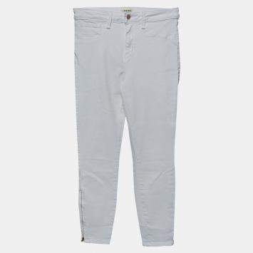 Pre Owned L'agence White Denim Zip Detail Skinny Andrea Jeans M