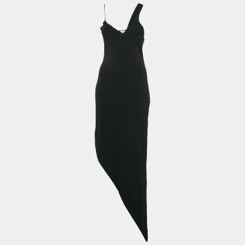 Pre Owned Lama Jouni Black Jersey Asymmetric Sleeveless Dress S