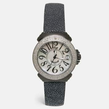 Pre Owned Lancaster Mother of Pearl Diamond PVD Coated Stainless Steel Stingray  Ref.0226L  Women's Wristwatch 36 mm