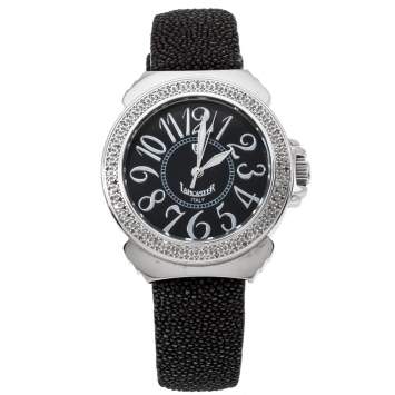 Pre Owned Lancaster Black Stainless Steel Stingray Leather Pillola REF.0348L Women's Wristwatch 37 mm