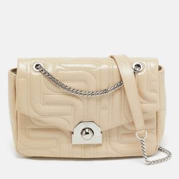 Pre Owned Lancel Beige Quilted Leather Midi Minuit De Lancel M Bag