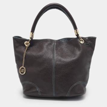 Pre Owned Lancel Dark Brown Leather French Flair Tote