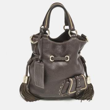 Pre Owned Lancel Dark Brown Leather Small Premier Flirt Bucket Bag
