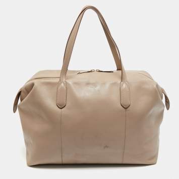Pre Owned Lancel Beige Leather Boston Weekender Bag
