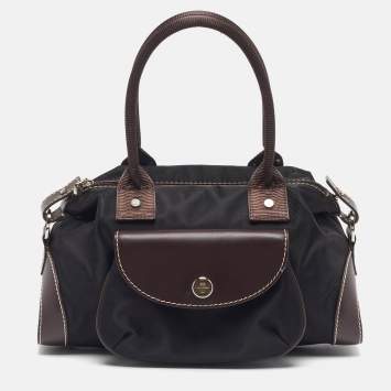 مملوكة مسبقًا حقيبة ساتشل لانسيل جيب أمامي نايلون و جلد أسود/بني غامق