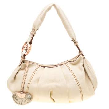 Pre Owned Lancel Cream Leather Hobo