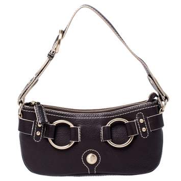 Pre Owned Lancel Dark Brown Leather Shoulder Bag