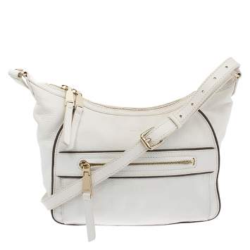 Pre Owned Lancel White Leather Front Pocket Shoulder Bag