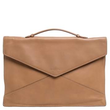 Pre Owned Lancel Tan Leather Envelope Flap Clutch Bag