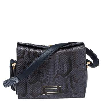 Pre Owned Lancel Blue Python Pia Shoulder Bag