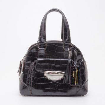 Pre Owned Lancel Black Leather Embossed Large Adjani Satchel