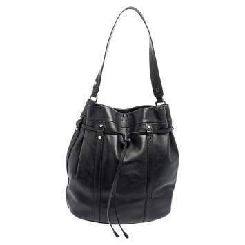 Pre Owned Lancel Black Leather Bucket Hobo