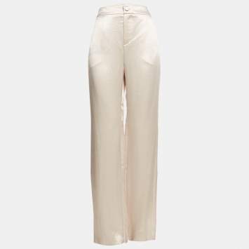 Lanvin Cream Satin Wide-Leg Trousers XL
