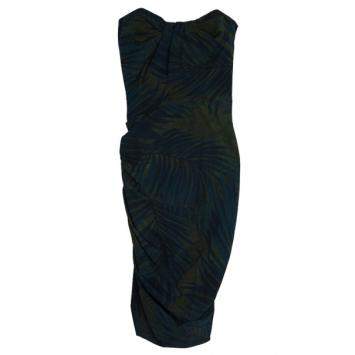 Pre Owned Lanvin Palm Leaf Print Cocktail Dress S