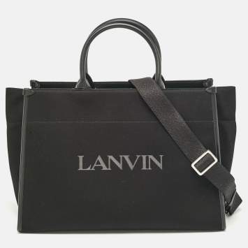 Pre Owned Lanvin Black Canvas and Leather Medium In & Out Tote
