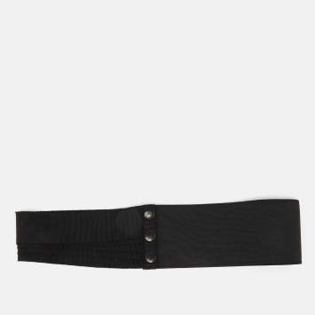 Pre Owned Lanvin Black Elastic and Fabric Snap Waist Belt 