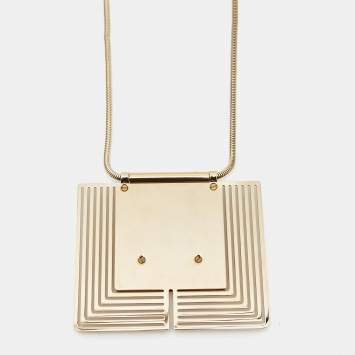 Pre Owned  Lanvin Collier Court en Laiton Couleur Gold Tone Necklace