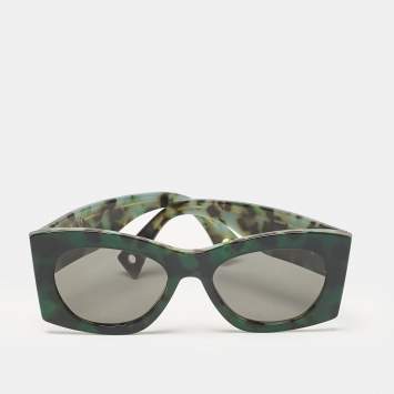 Pre Owned Lanvin Green/Black Tortoise LNV605S Zonnebril Cat Eye Sunglasses