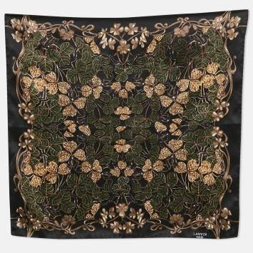 Pre Owned Lanvin Black Floral Print Silk Square Scarf 