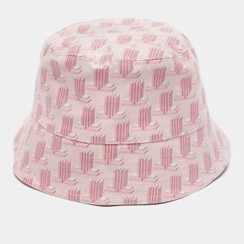Pre Owned Lanvin Pink Geometric Print Coated Cotton Bucket Hat 