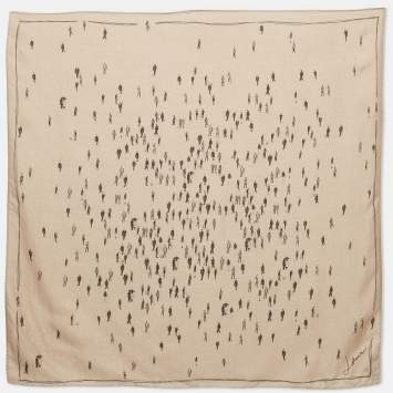Pre Owned Lanvin Beige Printed Silk and Wool Scarf