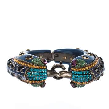 Pre Owned Lanvin Blue Crystal Embellished Bird Cuff Bracelet