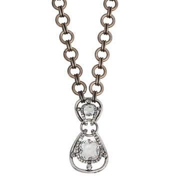 Pre Owned Lanvin Crystal Embedded Pendant Ribbon Necklace