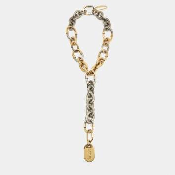 Pre Owned Lanvin Two Tone Chunky Chain Necklace