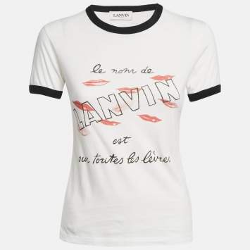 Pre Owned Lanvin White Printed Cotton Jersey T-Shirt S